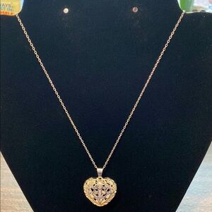 New Elegant Silver Filigree Heart Pendant Necklace